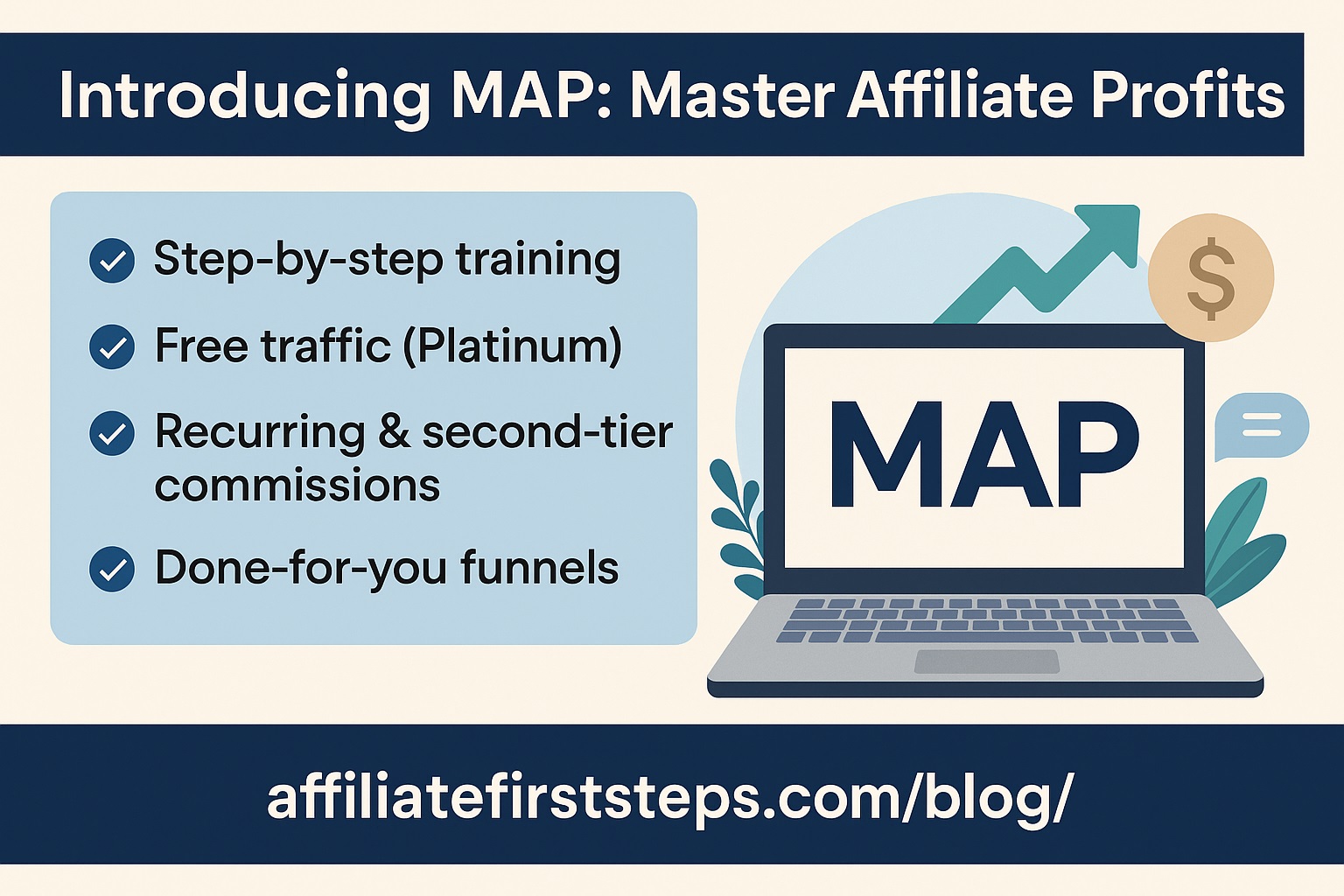 lifetime commission platform. A bullet point image describing the benefits of using MAP